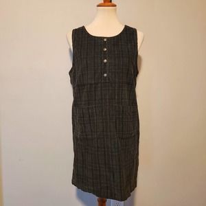 L.L. Bean Vintage Green Plaid Corduroy Sleeveless Mini Dress